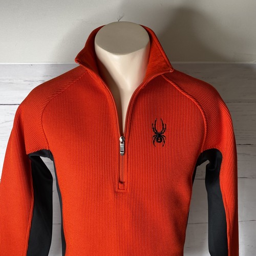 Men's SPYDER Pull Over Red Knit 1/4 Zip Core-Sweater Jacket Size SMALL - Picture 6 of 9