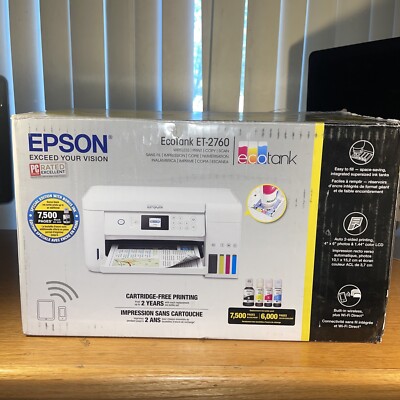 New Epson EcoTank ET-2760 Supertank Color Refillable Inkjet All-in-One Printer