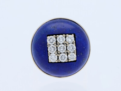 Designer Ring 10.70ct Brilliant Lapis Lazuli 750 Gold 12.02 Grams Deta Jewelry