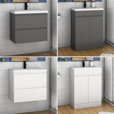 500 Bathrom Vanity Unit with Basin Drawer Door White Grey Wall Hung Freestanding