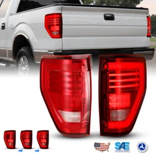 LED Tail Lights For 2009-2014 Ford F150 Red Lens Sequential Turn Signals Pair