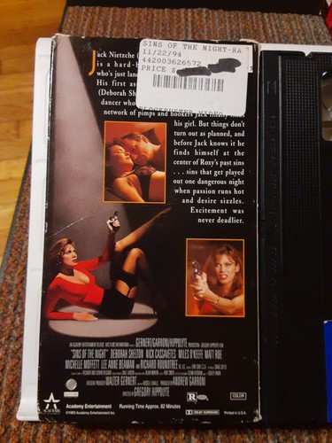 Sins of the Night Erotic Thriller Crime Mafia VHS Rare Deborah Shelton HTF OOP - Picture 3 of 4