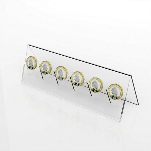 Acrylic 6-Slot Commemorative Coin Holder Collection Display Stand Clear Rack - Picture 4 of 6