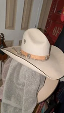Double HH Custom Cowboy Hat Tan Beaver With Inlaid Conchos and Braided Horsehair