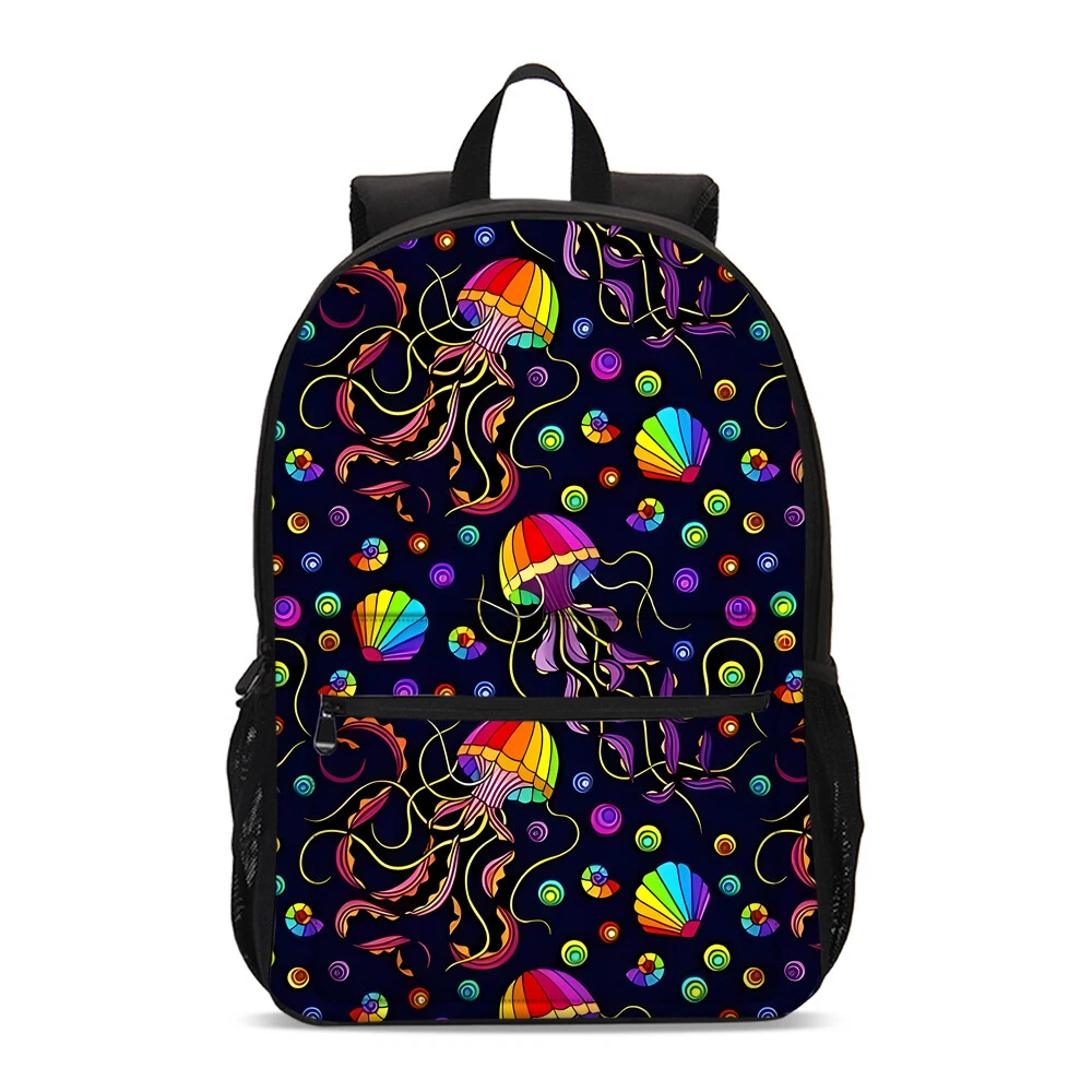 Rainbow Jellyfish Sea Shells Students Backpack, School Bag, Back To School Gift