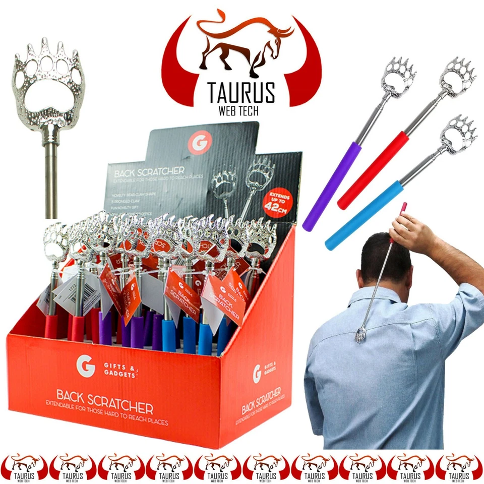 GIFTS & GADGETS BEAR CLAW BACK SCRATCHER Metal Extending Extendable Massager Portable Telescopic