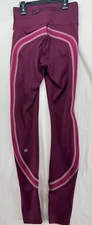 Lululemon Run Crew Tight Leggings Deep Ruby Ribbon Detail Women Size 2