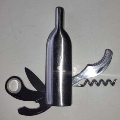 Wine Bottle Shaped Multi Tool Corkscrew Opener Knife Unique Rare