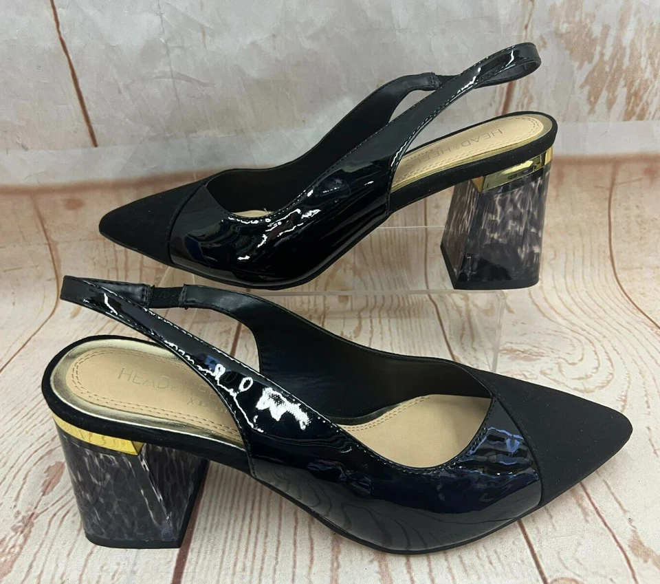 Dune 'Head over Heels' Caila Tort Heeled Shoes Slingback Black UK Size 7 EU 40