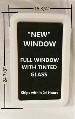 RV Entry Entrance Door Window White with Tinted Glass Trailer Camper Motorhome
