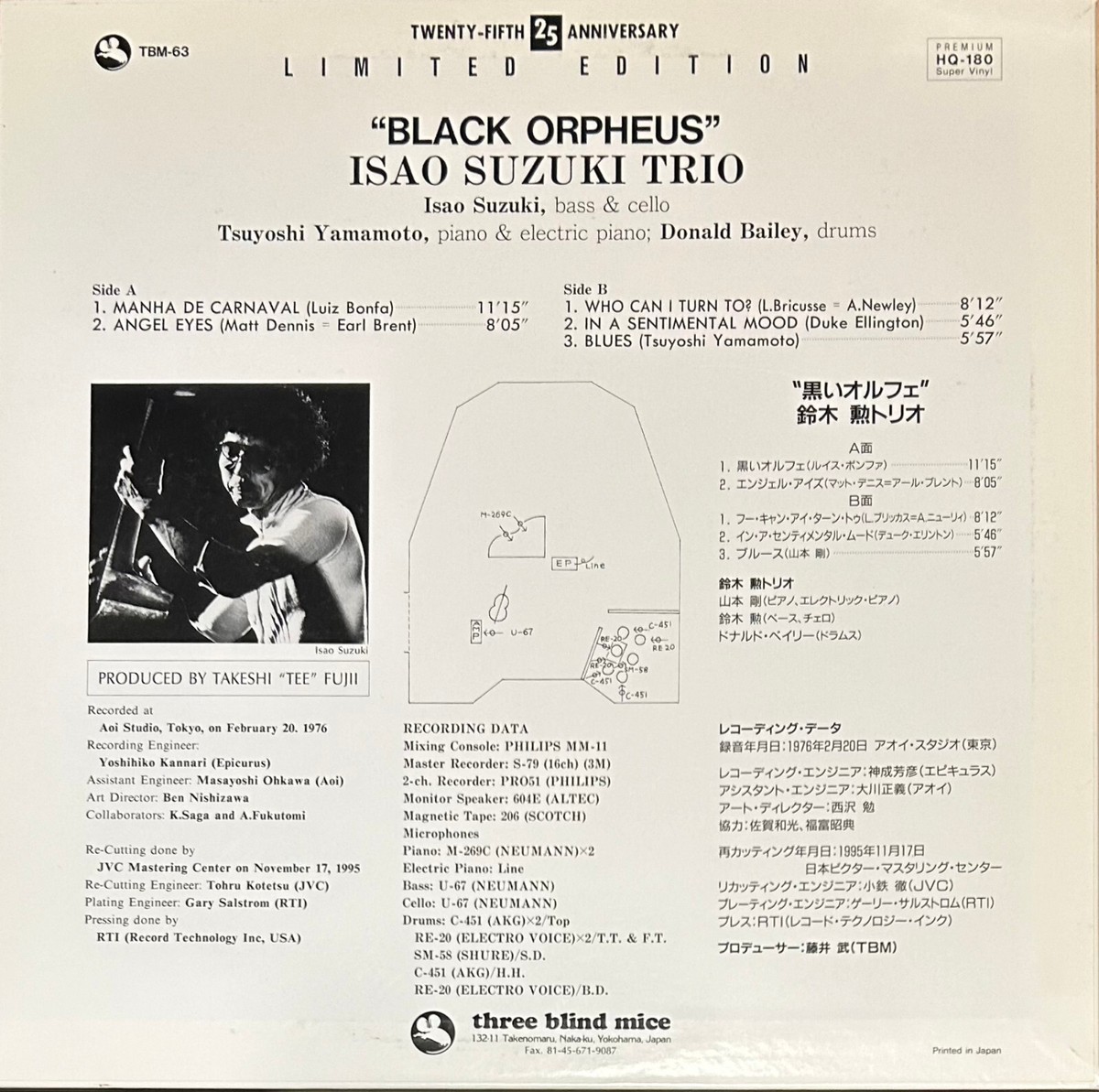 CISCO LP TBM-63: Isao Suzuki Trio, Black Orpheus, 1995 JAPAN Super