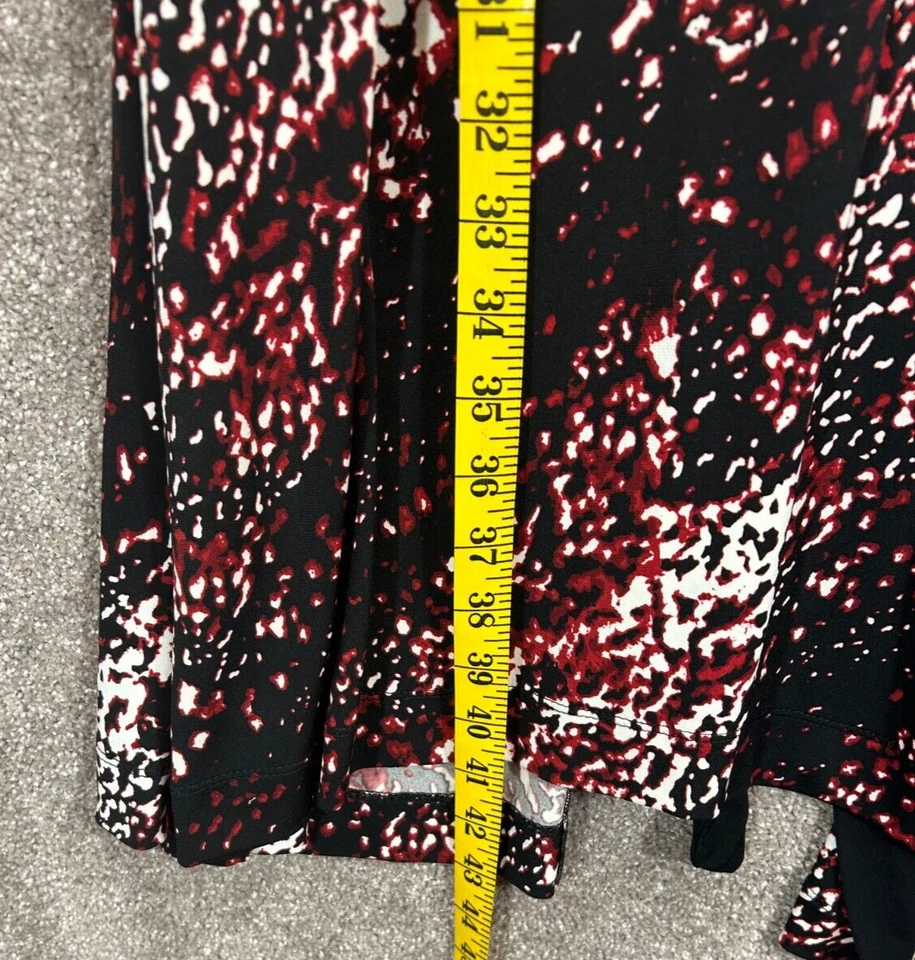 Style & Co. Vestido 1X Hasta la Rodilla Rojo Negro Abstracto Envoltura Manga 3/4 Carrera Nuevo con Etiquetas Foto 3 de 4