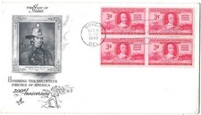 3 '48 FDCs Volunteer Firemen SC#971, Will Rogers SC#975, Ft Bliss SC#976