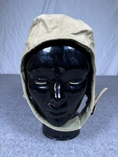 Military Aviator Hat Cap Fitted Mens Olive Green Wool Lined Ear Flap Chin Snoopy