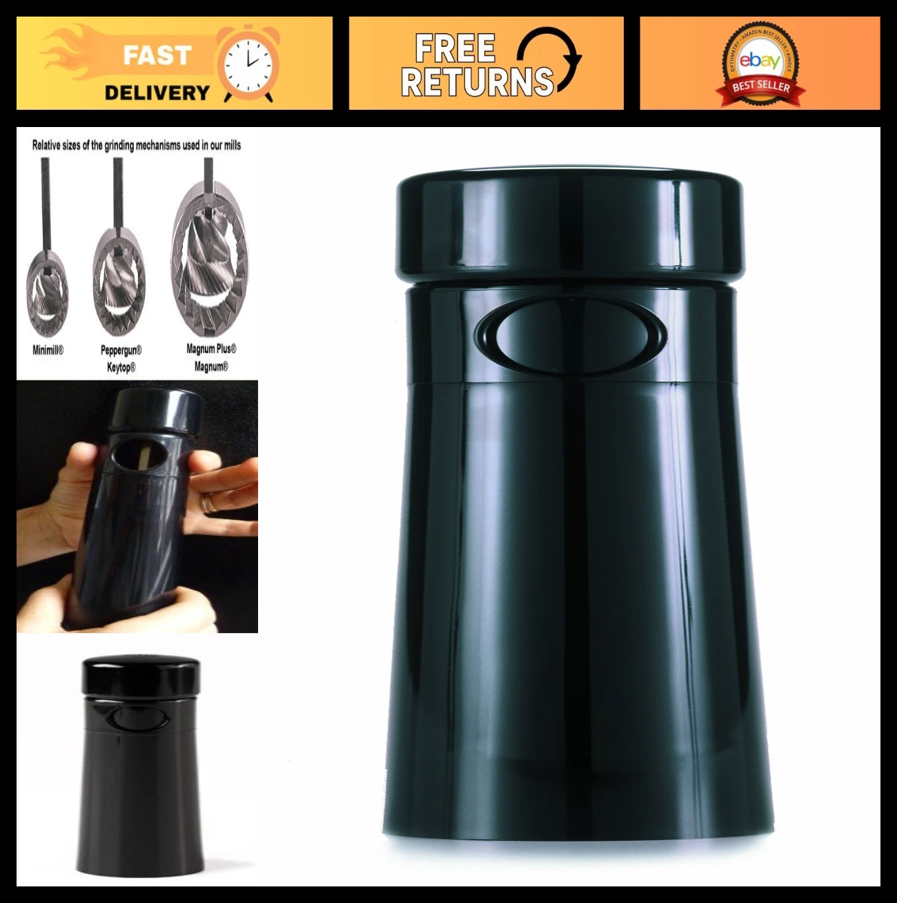 9-Inch Magnum Plus Unicorn Pepper Mill - Adjustable Coarseness, Durable Design