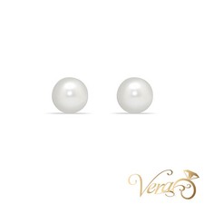 14K Yellow Gold Pearl Stud Earrings, 9mm, 2.7g