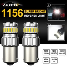 2Pcs Canbus No Error 1156 P21W BA15S LED Reverse Brake Parking Light Bulbs White