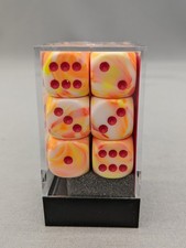 Chessex CHX27653 Festive Sunburst/Red 16mm d6 Dice Block 12 Dice - New