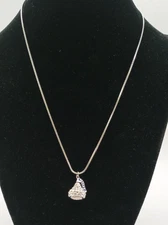 Crystal Hershey Kiss Pendant Necklace Pave Crystal Rhinestones Silver Tone 17"
