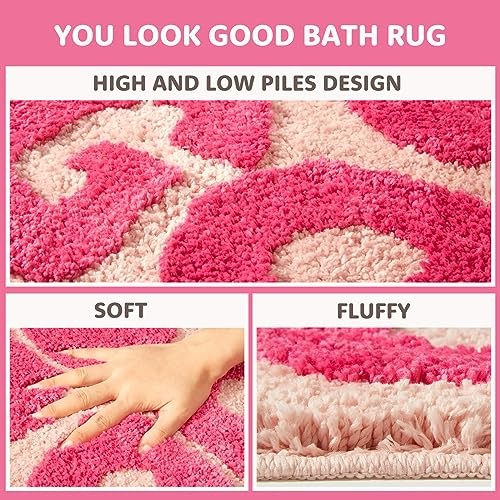 You Look Good Bath Mat Pink, Cute Bathroom Rugs for Girls Fun Funny Funky Rug - Bild 6 von 7