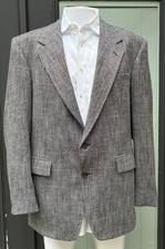 VTG Evan-Picone Mens Blazer 42L Gray Herringbone Tweed Sport Coat USA Foley