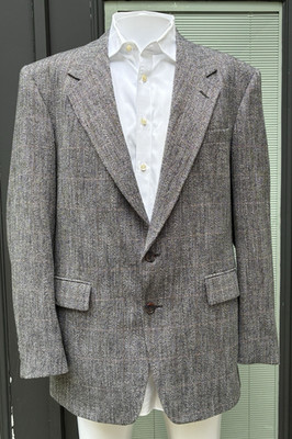 VTG Evan-Picone Mens Blazer 42L Gray Herringbone Tweed Sport Coat USA Foley