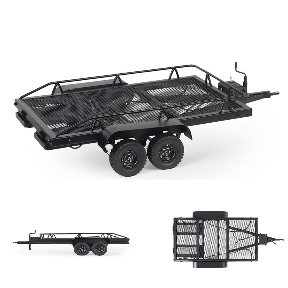 RC Metal Heavy Duty Trailer for 1&sol;10 RC Rock Crawler Car Truck Car Decoration