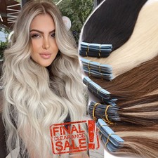 120g Russian Tape In 100 Real Remy Human Hair Extensions Blonde Ombre Skin Weft