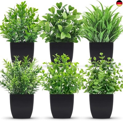 BTSD-home 6-Pack Kleine gefälschte Pflanzen Künstliche Topf Faux Pflanzen im T