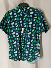 LUCHIANO VISCONTI BLACK Shirt Small blue Limes Ice Cubes short sleeve NWT