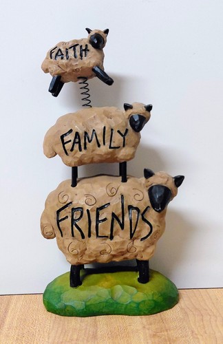 Boston Road Sheep "FAITH FAMILY FRIENDS" 3.5” X 6.5” Collectible Primitive