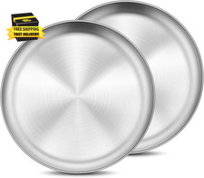18/8 Stainless Steel Plate, 8 Inch 304 Metal Dinner Camping Plates for Kids Chil