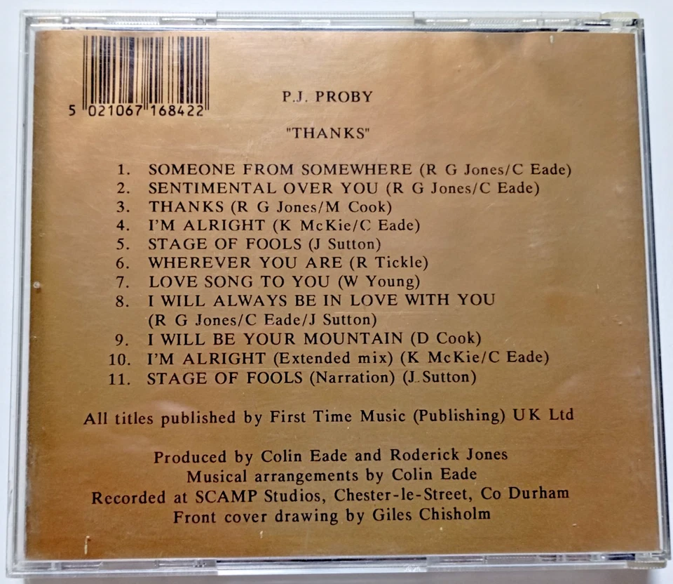 P.J. Proby – Thanks - J'ace Records – TTONLCD.001 - 1990  #APU32 - Bild 4 von 4