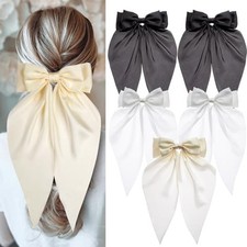 5PCS Large Hair Bows for Women  Girls   Elegant Bow-Knot Clips with Ribbons