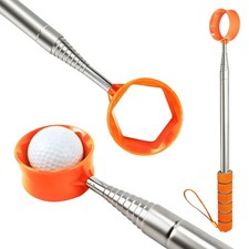 Telescopic Golf Ball Retriever, 9-Foot Heavy-Duty Stainless Steel Shaft Golf Bal