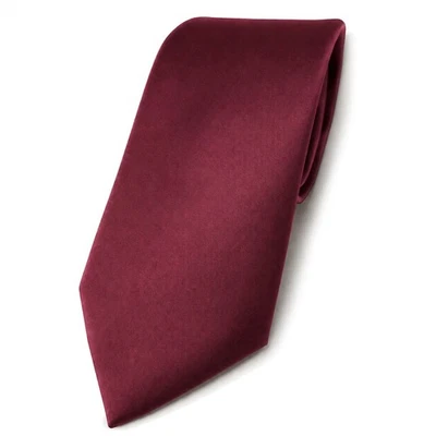TigerTie Designer Satin Krawatte rot bordeaux uni 100 % Polyester - Bild 1 von 4