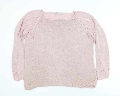 Evie Strickpullover Pullover Damen rosa U-Ausschnitt Übergröße 18