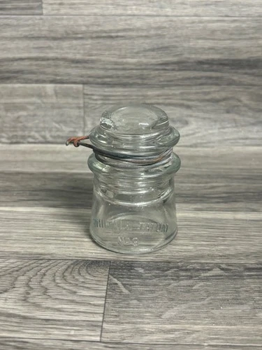 Vintage WHITALL TATUM NO. 9 Clear GLASS INSULATOR 3.5" Made in U.S.A.