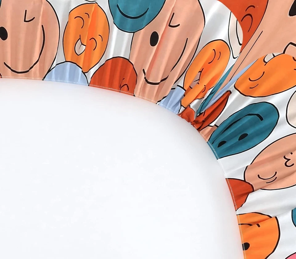 Microfiber Queen Size Circle Elastic Fitted Smiley Design Bedsheet code 227 - Image 2 of 3