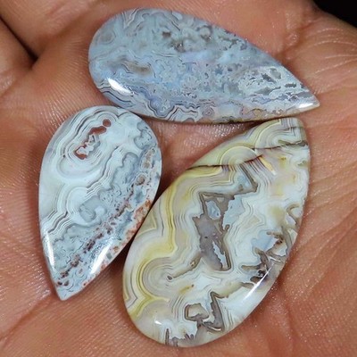 60,85 Ct CtNatur Crazy Lace Achat Perle Cabochon Lose Edelsteine 3 Stk Los UT638