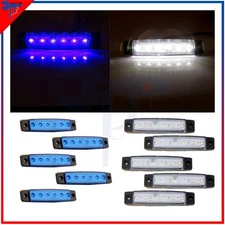 10x White/Blue 3.8" 6LED Side Marker Clearance Light Universal For Truck Van Bus