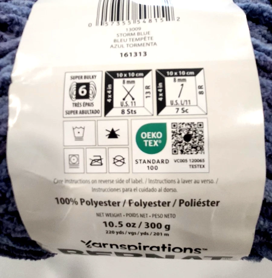 Manta Bernat Mist-ical, Yarnspirations 10 oz azul tormenta, lote de 2 esquís Foto 2 de 4
