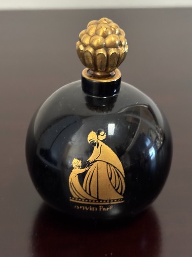 Vintage Jeanne Lanvin Arpege empty perfume round black bottle