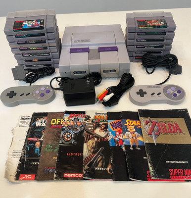 SNES Super Nintendo Console w/ Game Bundle + Controllers - Used Tested Working