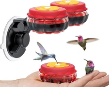 Handheld Small Glass Hummingbird Feeders (4-Pack) w/ Window Suction Mount Base