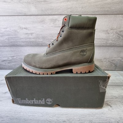 Timberland Herren Premium 6'' Wasserdicht Stiefel Dunkelgrün/Orange Nubuk UK 10,5 Karton