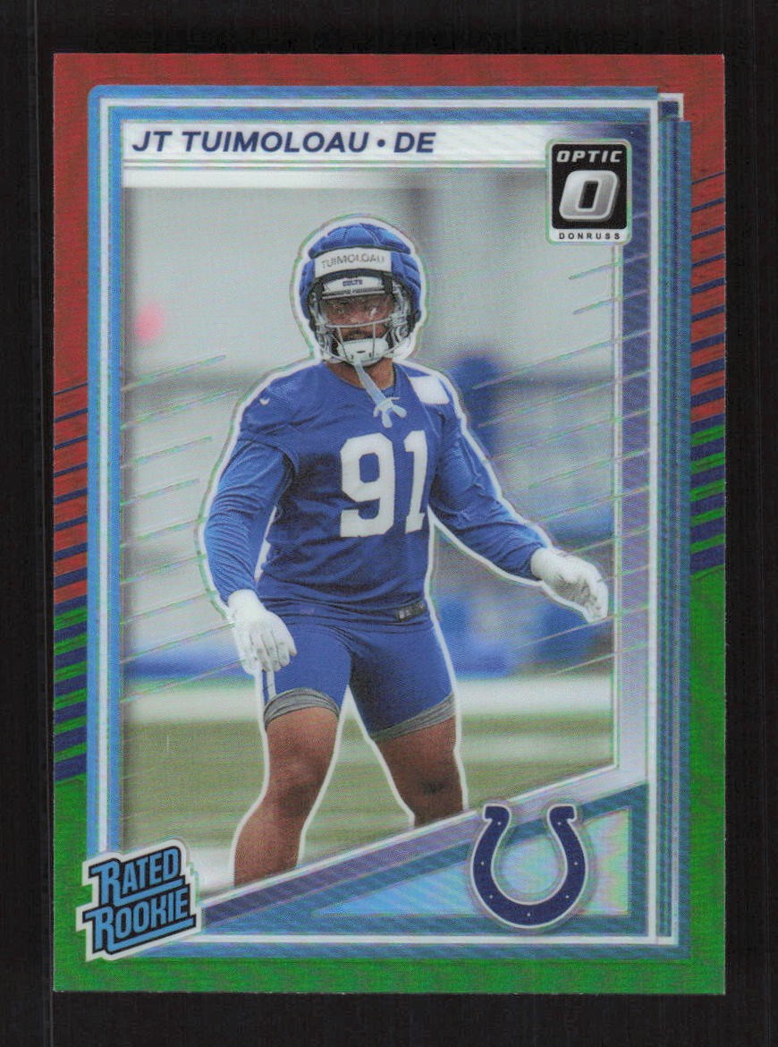 JT Tuimoloau 2025 Donruss Optic Rated Rookies Preview Red and Green Rookie #398