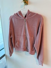 Kindame Pink Velour Terry Tracksuit Set Zip Hoodie Wide Leg Pants