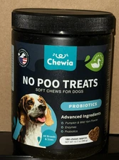 Chewia No Poo Treats - Duck Flavor - 180 Soft Chews - 08/2027