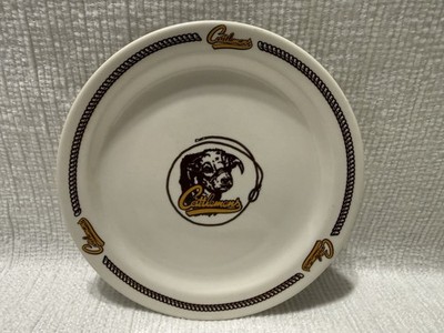Vtg. Oneida Rest. Ware-Wh/Yellow & Brown CATTLEMANS RESTAURANT  Logo-Bread Plate
